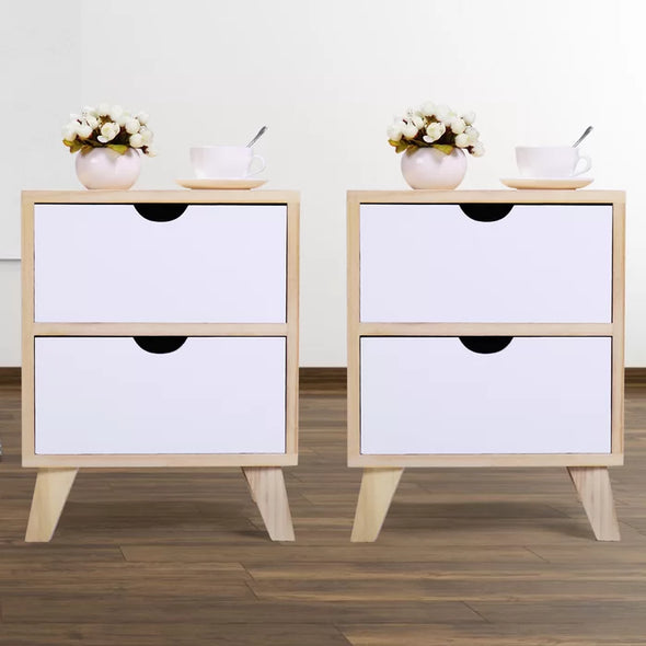 Alsop 18'' Tall 2 - Drawer Solid Wood Nightstand in Wooden/White (Set of 2)