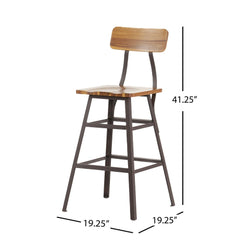 Set of 2 Acacia Wood Bar Stool 28-inch Laminated Acacia Wood Creates Stable Seats and Backs