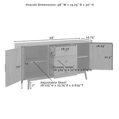 Gray Albright 58'' Wide 3 Drawer Sideboard Modern Style and Brings Ample Storage to your Living Room or Home Office