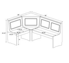 Farmhouse Breakfast Nook Dining Set - White/Pine Space-Efficient Corner Bench that Has Hidden Storage Under the Seat, A Dining Table, and A Side Bench