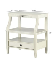 Antique White Storage Nightstand Farmhouse Coastal Style 2 Open Shelves for Ample Storage