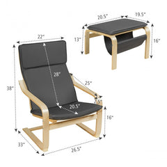 Relax Bentwood Lounge Chair Set with Magazine Rack Additional Ottoman with Magazine Rack Great for Foot Rest