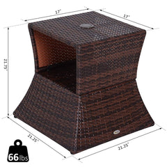 Wicker Rattan Outdoor Patio Side Table with Umbrella Hole - Perfect for your Patio, Poolside