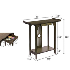 32'' Solid Wood Console Table Space-Saving and 2 Tier Design for Large Storge Capacity