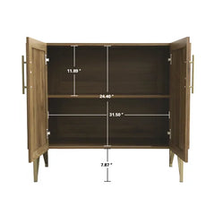 Enis 39.37'' Wide Server Walnut Finish Pairs with Elegant Gold Handles and Legs Adjustable Shelves