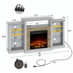 White Scribner TV Stand for TVs up to 65" with Fireplace Included