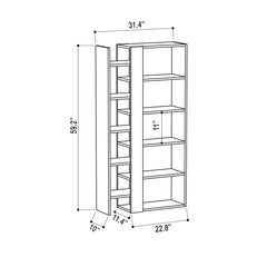 White/Light Mocha 59.25'' H x 31.5'' W Geometric Bookcase Perfect for A Living Room, Dining, Room, Bedroom