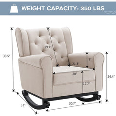 Rocking Chair Strong Enough to Support 350 Pounds Soft Fabrics and Filled with High-Density Sponges