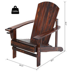 Brown Wood Adirondack Chair Fan Back Backrest, Wide Armrests, and A Gently Sloping Seat for that Definition-Perfect Comfort