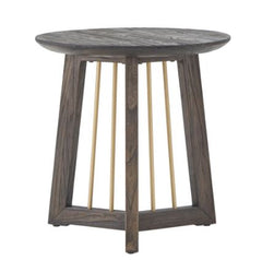 Gold-finished Metal and Reclaimed Wood End Table Unique, Pedestal Table Base That's Constructed of Antique