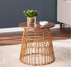 Wavehill Eclectic Natural Wood Accent Table Your Eclectic Design Comes Full Circle with this Round Side Table