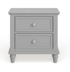 2-Drawer Side Table - Grey Two Drawers Offer Ample Space for Books, Toys and Other Belongings