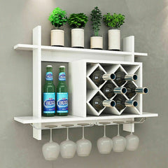 Household Wall Mount Wine Rack Organizer with Glass Holder Storage Shelf You Can Store Up to Six Bottles of your Favorite Wine