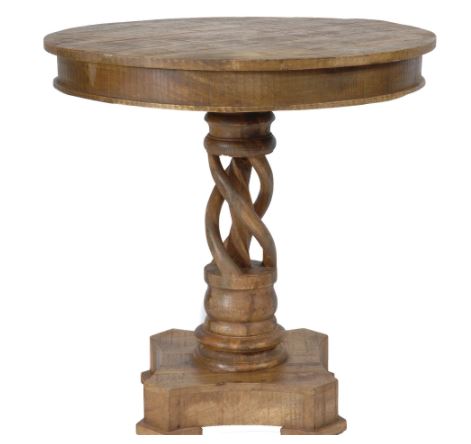 Mango Wood Twist Accent Table - 30" Rnd x 30" H