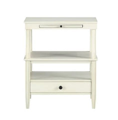 Storage Nightstand Antique White Organize your Nighttime Necessities and More with this Striking Nightstand Two Open Shelves