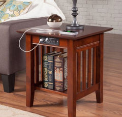 Mission Walnut Slatted Panel End Table Perfectly Accent your Couch or Living Room Chair