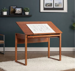 Brown Solid Wood Drafting Table Organize your Creative Supplies Workspace for Drawing, Sketching