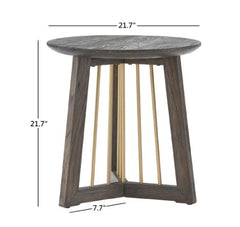 Gold-finished Metal and Reclaimed Wood End Table Unique, Pedestal Table Base That's Constructed of Antique