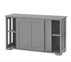 Sliding Door Stackable Cabinet - Charcoal Grey Two Large, Panel Sliding Doors and Adjustable Shelves that Allow you to Make use of Tight Spaces