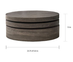 Rotating Wood Coffee Table Multi-Functional and Unique. Make A Statement in your Home Perfect for Living Room