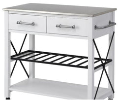 Wood Farmhouse Kitchen Cart - White Solid Manufactured Wood