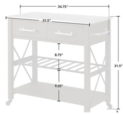 Wood Farmhouse Kitchen Cart - Aged White Solid Wood