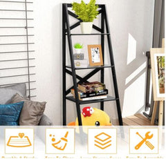 4-Tier X-accent Ladder Storage Shelf - Black Provide A Lot of Storage Space