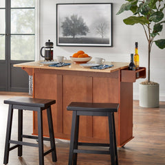 3-drawer Drop Leaf Kitchen Cart Cherry Expand your Kitchen Storage with this Three Drawers A Two-Door Cabinet