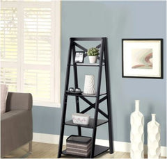 4-Tier X-accent Ladder Storage Shelf - Black Provide A Lot of Storage Space