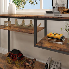 39.37'' Console Table Rustic Brown Large Storage Space