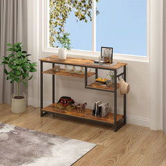 39.37'' Console Table Rustic Brown Large Storage Space