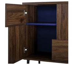 30-inch Modern Accent Storage Cabinet - Dark Walnut 2 Doors 4 Interior Compartments 2 Tall and 2 Smaller Adjustable Metal Door Hinges