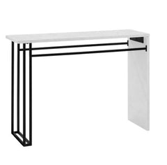 42-inch Modern Metal Leg Entry Table - White Faux Marble