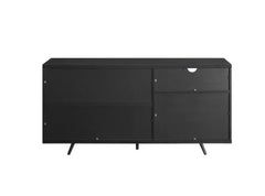 60-inch Asymmetrical Sideboard Open Shelving, Two Cabinet Doors, A Sliding Door and A Reversible, Removable Diagonal Wine Bottle Shelf