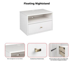 Floating Nightstand Ideal Companion for your Modern Bedroom. With Both A Drawer and An Open Compartment