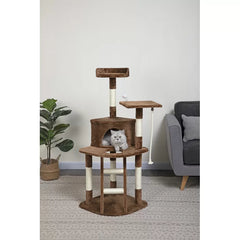 Beige / Brown 49" Honeycutt Cat Tree Perfect for Living Room