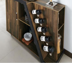 5-Bottle Mobile Wine Cabinet - Light Hickory Perfect to Organize your Essential Drinks and Accessories