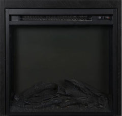 Garnett Electric Fireplace TV Console - Black Two Open Shelves, Two Glass Cabinets, and an Electric Fireplace