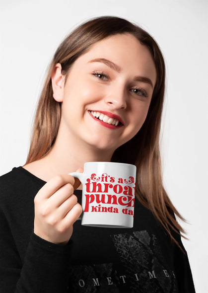 Funny Mugs - It's A Throat Punch Kinda Day - Coffee Mugs - College Student Mug - Adulting Mug - Gifts for Co-Workers - Floral Coffee Mug