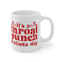 Funny Mugs - It's A Throat Punch Kinda Day - Coffee Mugs - College Student Mug - Adulting Mug - Gifts for Co-Workers - Floral Coffee Mug