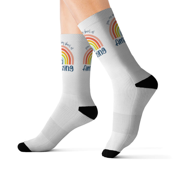 Personalised You are nothing short of amazing... pastel rainbow Quote Socks - Socks - Gift Socks - Sublimation Socks