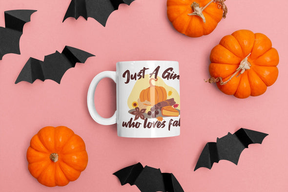 Just A Girl Who Loves Fall Mug, Fall Time Mug, Funny Coffee Mug, Boots Coffee Autumn Mug, Halloween Gift, Gift For Friend, Pumpkin