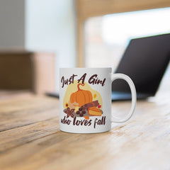 Just A Girl Who Loves Fall Mug, Fall Time Mug, Funny Coffee Mug, Boots Coffee Autumn Mug, Halloween Gift, Gift For Friend, Pumpkin