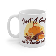 Just A Girl Who Loves Fall Mug, Fall Time Mug, Funny Coffee Mug, Boots Coffee Autumn Mug, Halloween Gift, Gift For Friend, Pumpkin