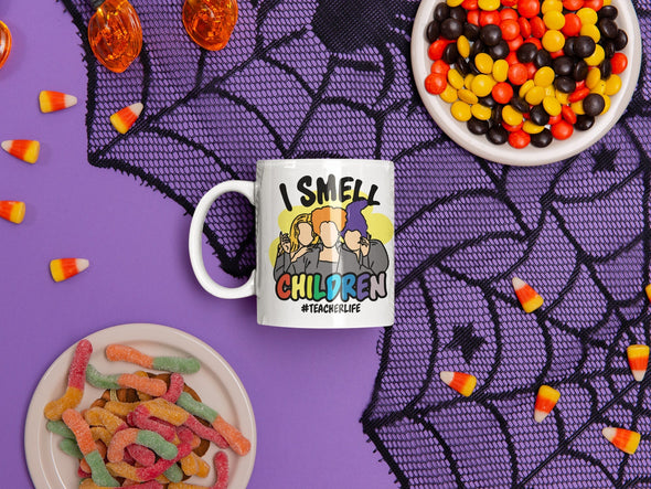 I Smell Children Teacher Life Mug, Hocus Pocus Mug, Funny Coffee Mug, Happy Halloween Mug, Gift For Friend, Gift For Her, Mug For Teacher