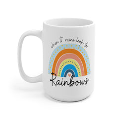 When it rains look for rainbows... pastel rainbow Quote coaster White Ceramic Mug