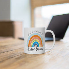 When it rains look for rainbows... pastel rainbow Quote coaster White Ceramic Mug