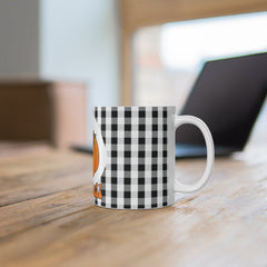 Happy Fall mug - Pumpkin Garden Mug with Buffalo Plaid Design - Outdoor Fall Decor - Print on Front Side Mug 11oz