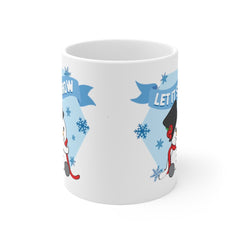 Let It Snow Yard Mug - Snowman Decor - Holiday Garden Mug - Print on Front Side Mug 11oz