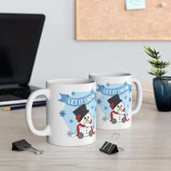 Let It Snow Yard Mug - Snowman Decor - Holiday Garden Mug - Print on Front Side Mug 11oz